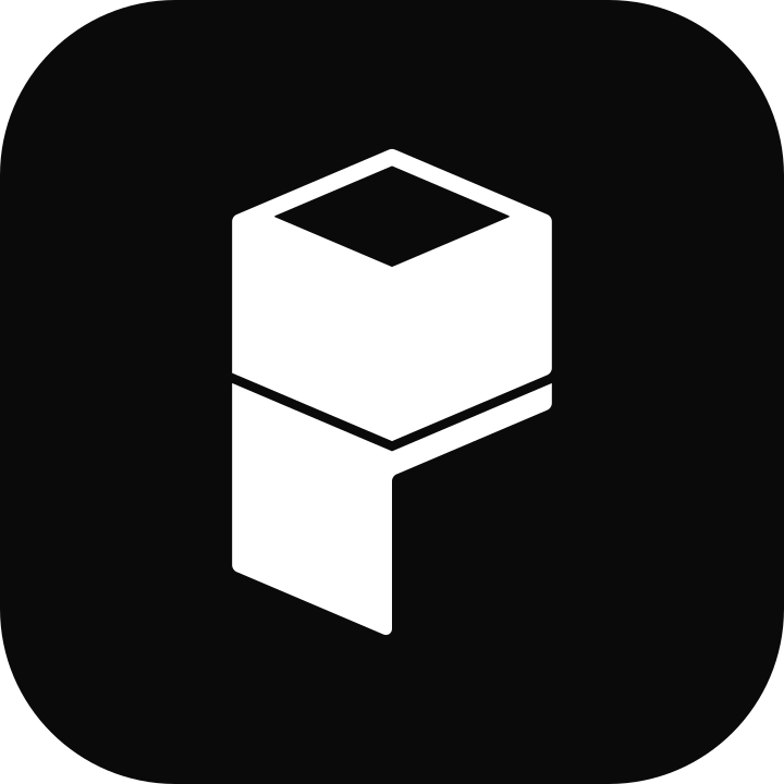 Potabo App-Icon auf Schwarz: das weiße Potabo Symbol mittig auf einem abgerundeten Quadrat in Potabo Black