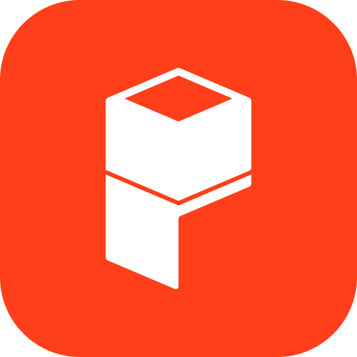 Potabo App-Icon: das weiße Potabo Symbol mittig auf einem abgerundeten Quadrat in Potabo Red