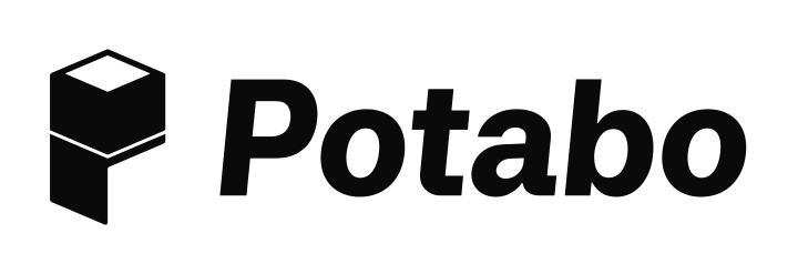 Potabo Logo: das Potabo Symbol neben dem Schriftzug potabo, in Schwarz auf Weiß