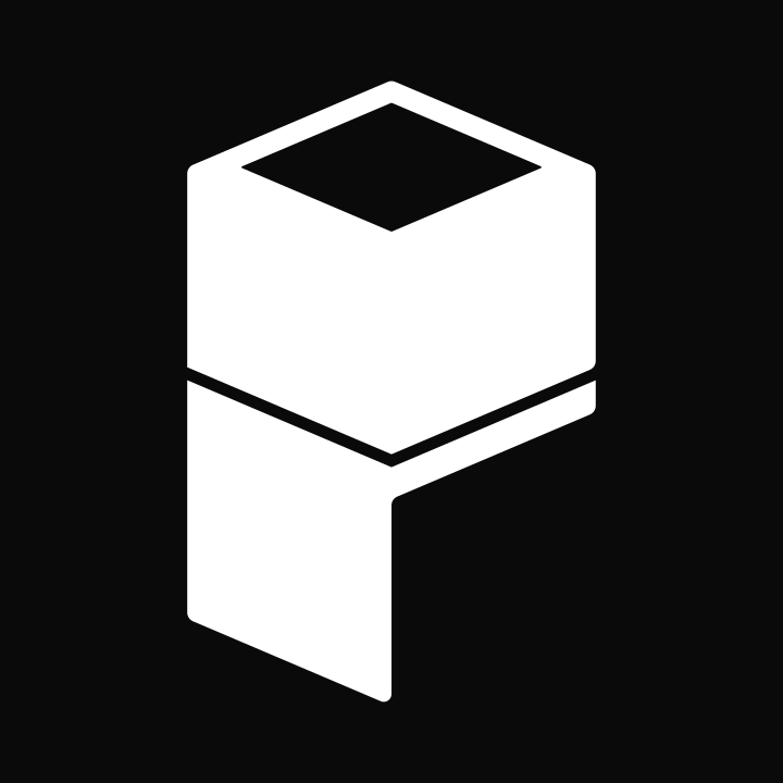 Potabo Symbol: die gestapelte Potabo Bildmarke, in Weiß auf Potabo Black